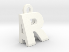 3D Dual Initial Letter Pendant - RA in White Processed Versatile Plastic