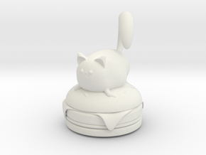 Cat on a Burger in White Natural Versatile Plastic