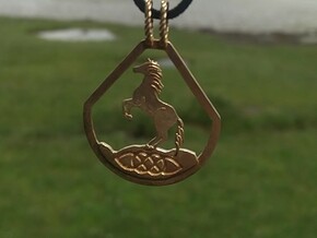 Celtic Zodiac Horse pendant in Natural Brass