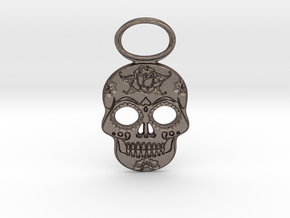 Sugar Skull #1 in Polished Bronzed-Silver Steel