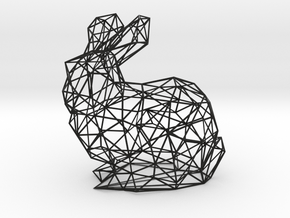 Low Poly Bunny Rabbit Wireframe in Black Natural Versatile Plastic