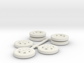 1/72 Opel Blitz wheels set in White Natural Versatile Plastic