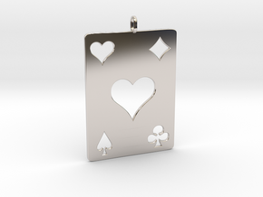 As de coeur - Ace of hearts in Rhodium Plated Brass