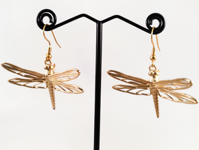 Dragonfly Earrings Large in Natural Brass