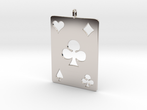 Ace of clubs, pendent in Rhodium Plated Brass