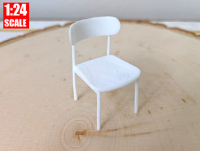 1:24 Minimalist Chair Version 'E' for Dollhouses in White Natural Versatile Plastic