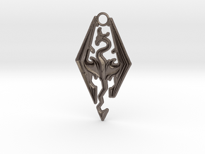 Pendant - Imperial Dragon in Polished Bronzed Silver Steel