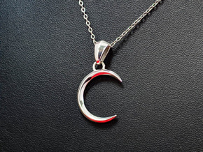 Crescent Moon Pendant in Polished Silver (Interlocking Parts)