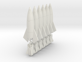 Set of 6 missiles for the Fighter Drone in White Natural Versatile Plastic: 1:60