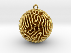 Coral Pendant in Polished Brass