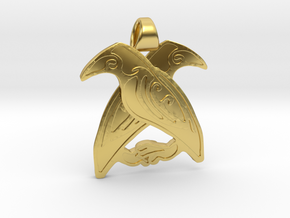 Odin's ravens [pendant] in Polished Brass