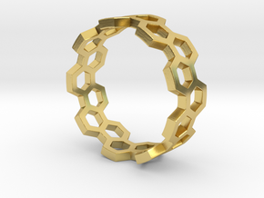 Honeycomb Ring_A in Polished Brass: 8 / 56.75