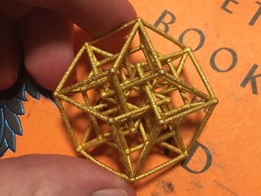 4d nested hypercube in Polished Gold Steel