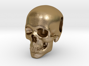 Human Skull Pendant in Polished Gold Steel