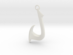Cosplay Charm - Fish Hook (curved with hoop) in White Natural Versatile Plastic