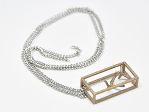 Naked Parallelepiped Pendant in Polished Bronzed-Silver Steel