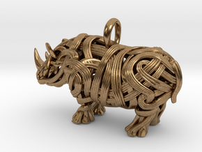 The Rhino Pendant  in Natural Brass
