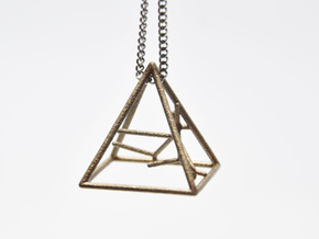 Naked Pyramid Pendant in Polished Bronzed-Silver Steel
