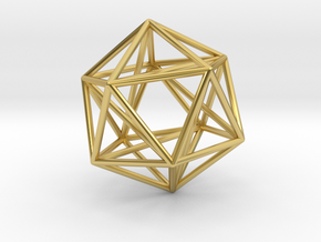 Icosahedron with Golden Rectangles in Polished Brass: 1:60