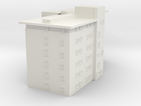 Caswell T gauge (1:450) Modern Block of Flats in White Natural Versatile Plastic: 1:600