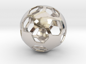 Soccer Ball Pendant ver.2 in Rhodium Plated Brass