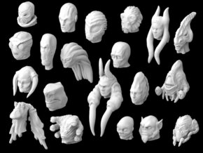 (IA) Alien Heads Set III in Tan Fine Detail Plastic