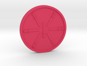 Seven of Wands Coin in Pink Processed Versatile Plastic