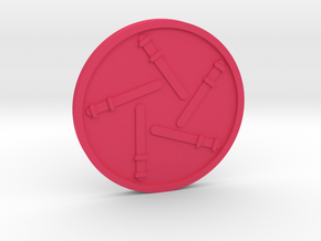 Five of Wand Coin in Pink Processed Versatile Plastic