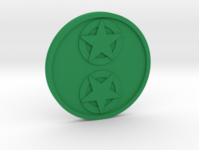 Two of Pentacles Coin in Green Processed Versatile Plastic
