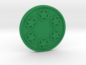 Six of Pentacles Coin in Green Processed Versatile Plastic