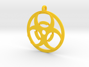 Biohazard necklace charm in Yellow Processed Versatile Plastic