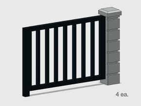 5 x 6 Rod Iron Fence Section - 4X. in Tan Fine Detail Plastic