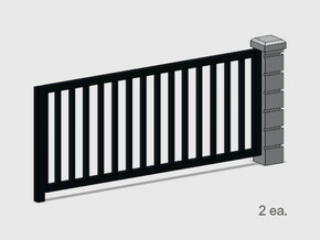 5 x 10 Rod Iron Fence Section - 2X. in Tan Fine Detail Plastic