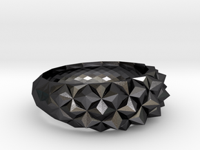 Geometric Cristal Ring 1 US9 in Polished and Bronzed Black Steel