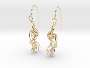 Indian Peacock Earring in 14k Gold Plated Brass