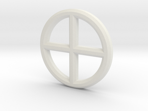 Circle Cross Pendant in White Natural Versatile Plastic