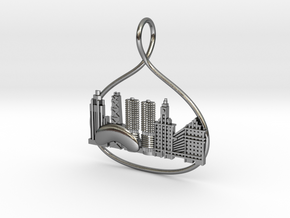 Chicago Cityscape Skyline Pendant in Polished Silver