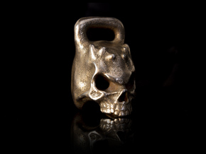 Kettlebell Skull Pendant in Polished Bronzed-Silver Steel