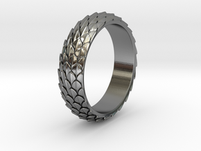 Dragon Scale Ring_B in Polished Silver: 8 / 56.75