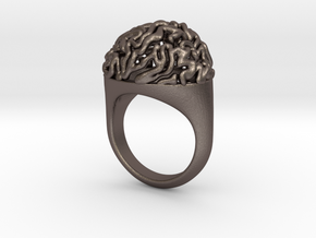 Brain Ring US13  in Polished Bronzed-Silver Steel