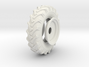 1/10 18.4-38 tractor tire & wheel in White Natural Versatile Plastic