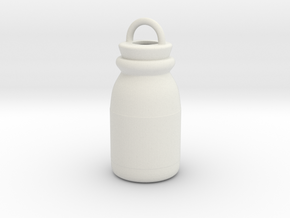 Milk Glass Bottle Keychain in White Natural Versatile Plastic