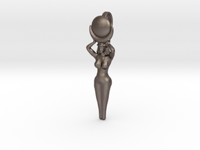 Egyptian Style Moon Goddess in Polished Bronzed-Silver Steel
