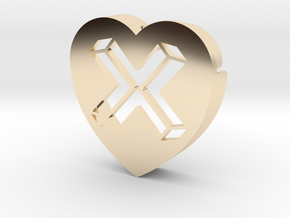 Heart shape DuoLetters print X in 14K Yellow Gold