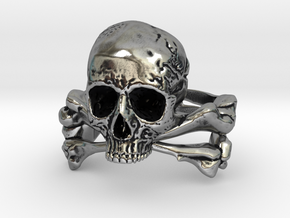 Skull & Crossbones ring  in Antique Silver