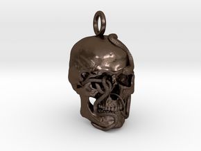 Snake_and_Skull_pendant_2 in Polished Bronze Steel