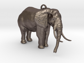 Elephant Keychain in Polished Bronzed-Silver Steel