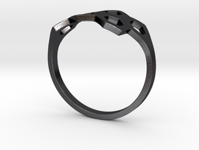 No.5 Bee Ring in Polished and Bronzed Black Steel: 5 / 49