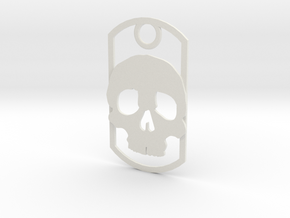 Skull dog tag in White Natural Versatile Plastic