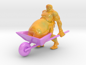 wheelbarrow guy 8 inches in Glossy Full Color Sandstone